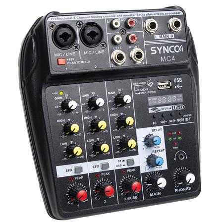 Synco Audio MC4 4-Channel Audio Mixer with USB Audio SY-MC4-BK