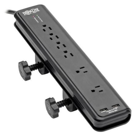 Tripp Lite 6 Outlet Clamp Mount Surge Protector Strip Desk Mount