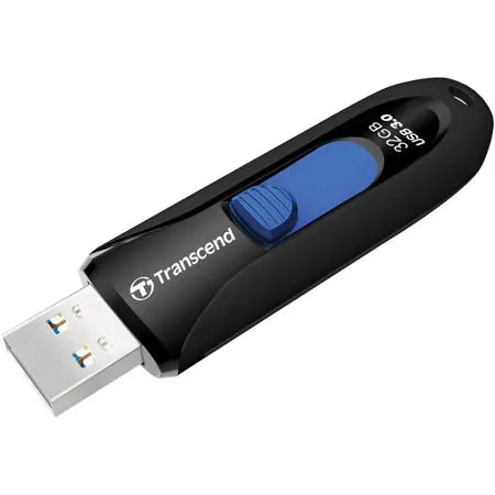 Transcend 32GB JetFlash 790 USB 3.1 Capless Flash Drive, Black