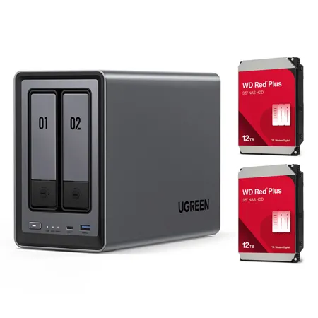 UGREEN NASync DXP2800 2-Bay NAS Enclosure w/2x Red Plus 12TB