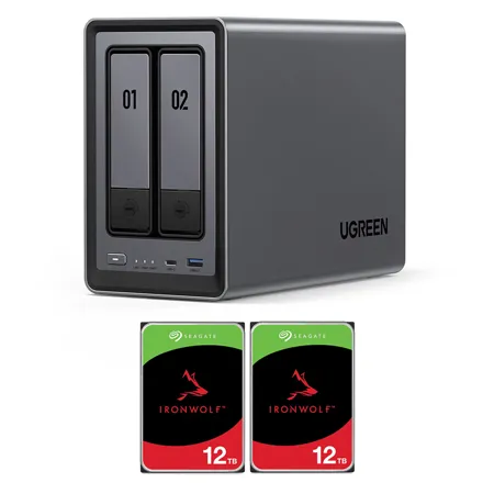 UGREEN NASync DXP2800 2-Bay NAS Enclosure w/2x IronWolf 12TB 3.5