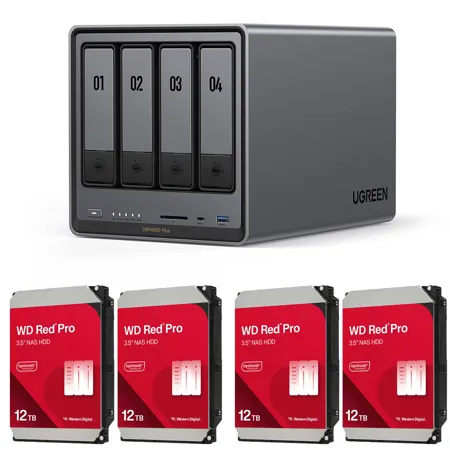 UGREEN NASync DXP4800 Plus 4-Bay NAS Enclosure with 4x IronWolf 12TB Hard Drive