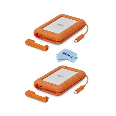 LaCie 2 Pack 5TB Rugged Thunderbolt/USB-C Mobile External Hard Drive With Cloth