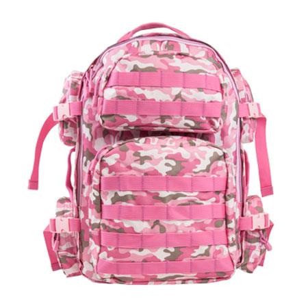 TACTICAL VISM BACKPACK PINK CAMO PADDED STRAP D RINGS POCKETS PALS WEBBING PLUS 