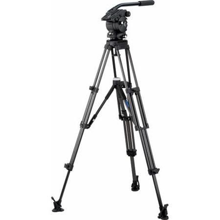 Vinten V5AS-CP2M Vision 5AS Pan and Tilt Fluid Head with Two Stage Carbon  Fiber Tripod, Mid-Level Spreader & Soft Case, Supports 23.1 lbs, Black