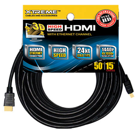 Xtreme Cables 50Ft HDMI Cable with Ethernet Hang Card