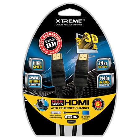 Xtreme Cables 6Ft High Speed Swivel 180 Deg. HDMI Cable