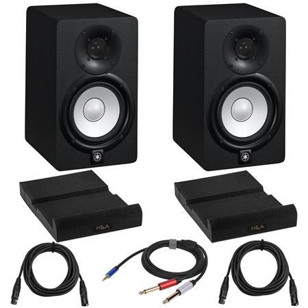 2x HS5 5" Powered Studio Monitor (Black) with 2x Isolation Cables HS5 A2