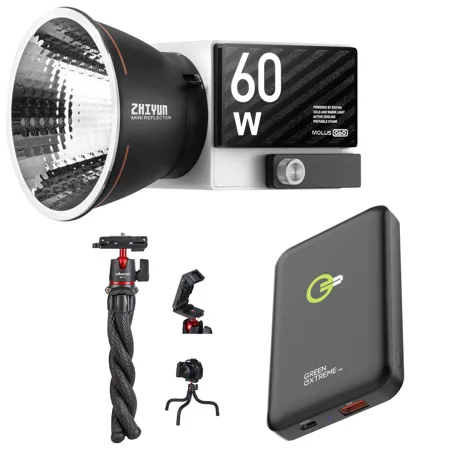 Zhiyun MOLUS G60 60W Bi-Color LED Light, w/10000mAh Qi Power Bank Zhiyun MOLUS G60 60W Bi-Color LED Light, w/10000mAh Qi Power Bank