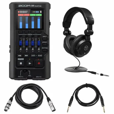 Zoom R4 MultiTrak 32-Bit Float Handheld Recorder + Headphone