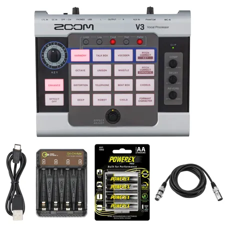 Zoom V3 Vocal Processor w/4x AA Ni-MH Battery, 4-Bay Charger, 10