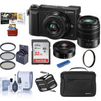 image of Panasonic Lumix DMC-GX85 Mirrorless Camera Black with Lumix G Vario 12-32mm f/3.5-5.6 & 45-150mm F4.0-5.6 Lenses - Bundle With Camera Case, 32GB SDHC Card, 52mm Filter Kit, Mac Software, And More with sku:ipcgx85bk2am-adorama