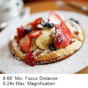 8.66” min. focus distance