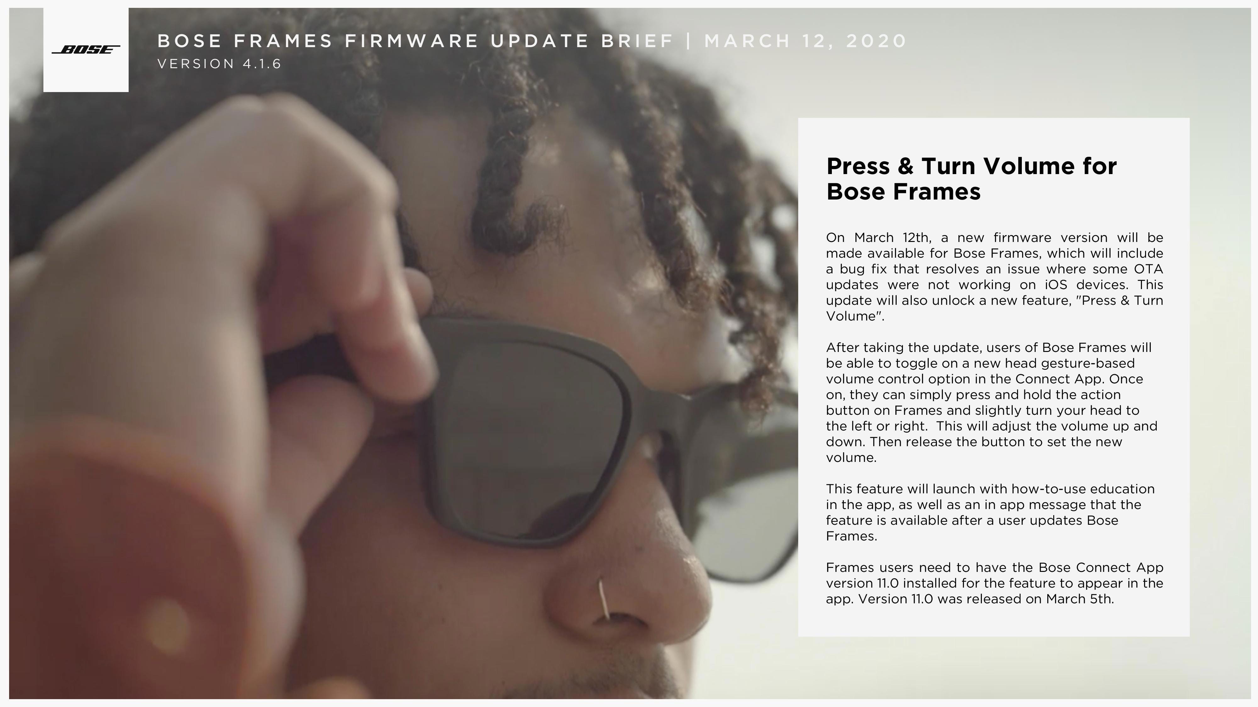 BOSE FRAMES SOFTWARE UPDATE.