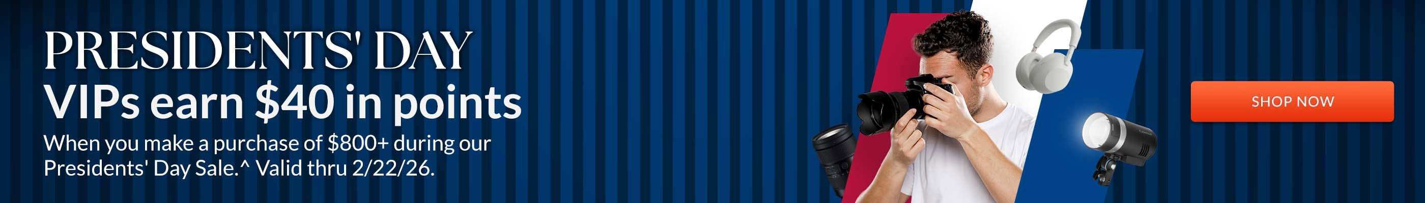 Presidents' Day Bonus Points $40