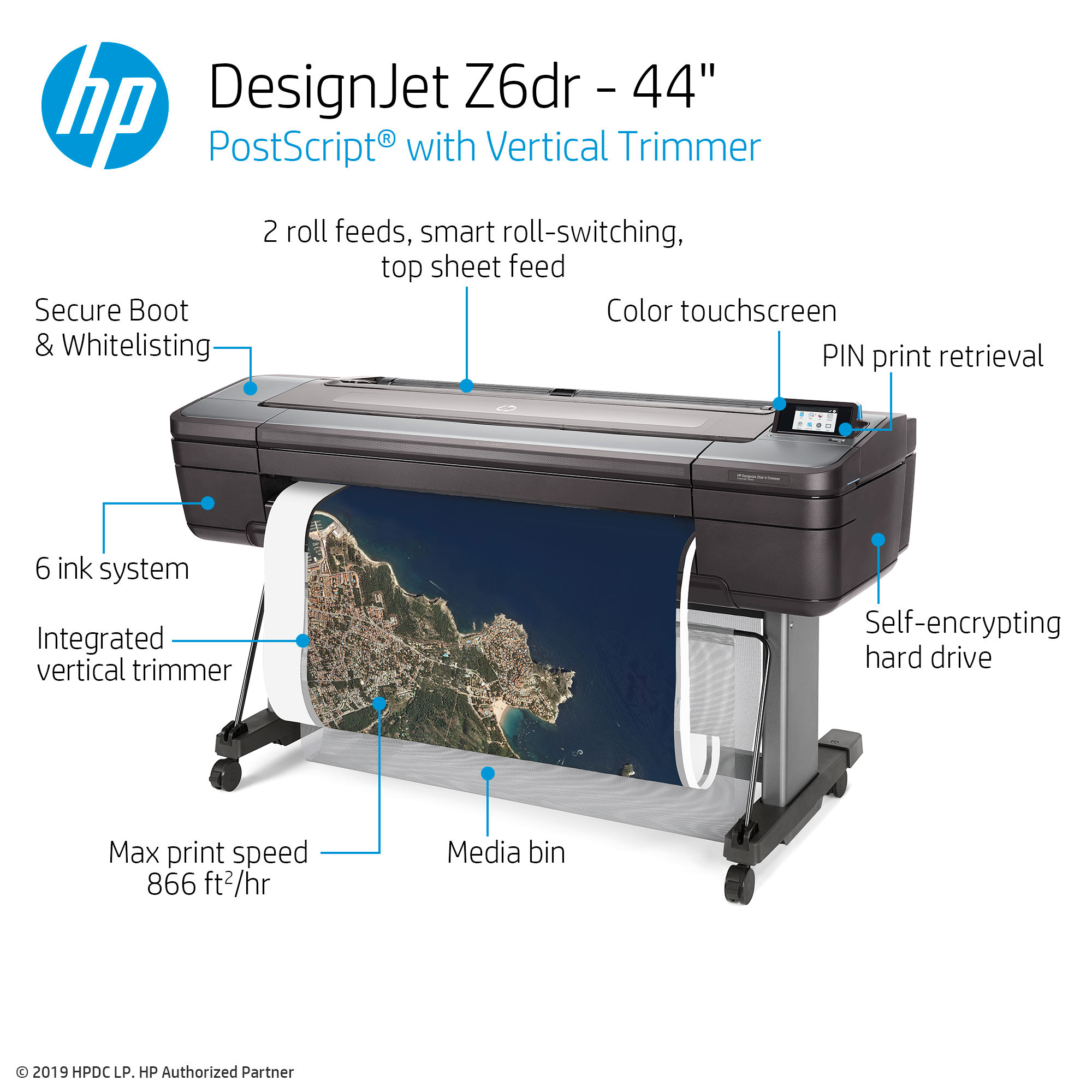 HP DesignJet Z6dr Large Format PostScript Graphics Printer,44",DualRoll
