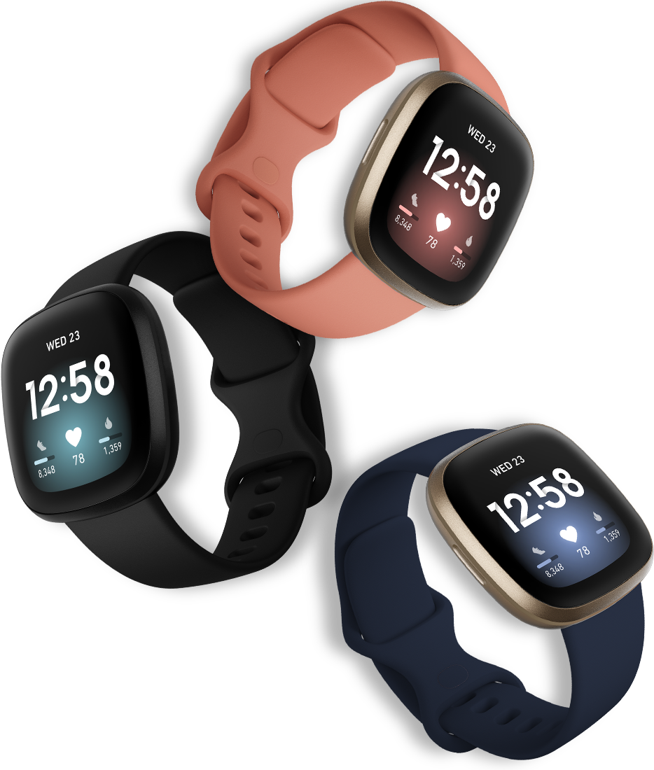 Fitbit Versa 3 Advanced Health and Fitness Smartwatch, Black/Black 