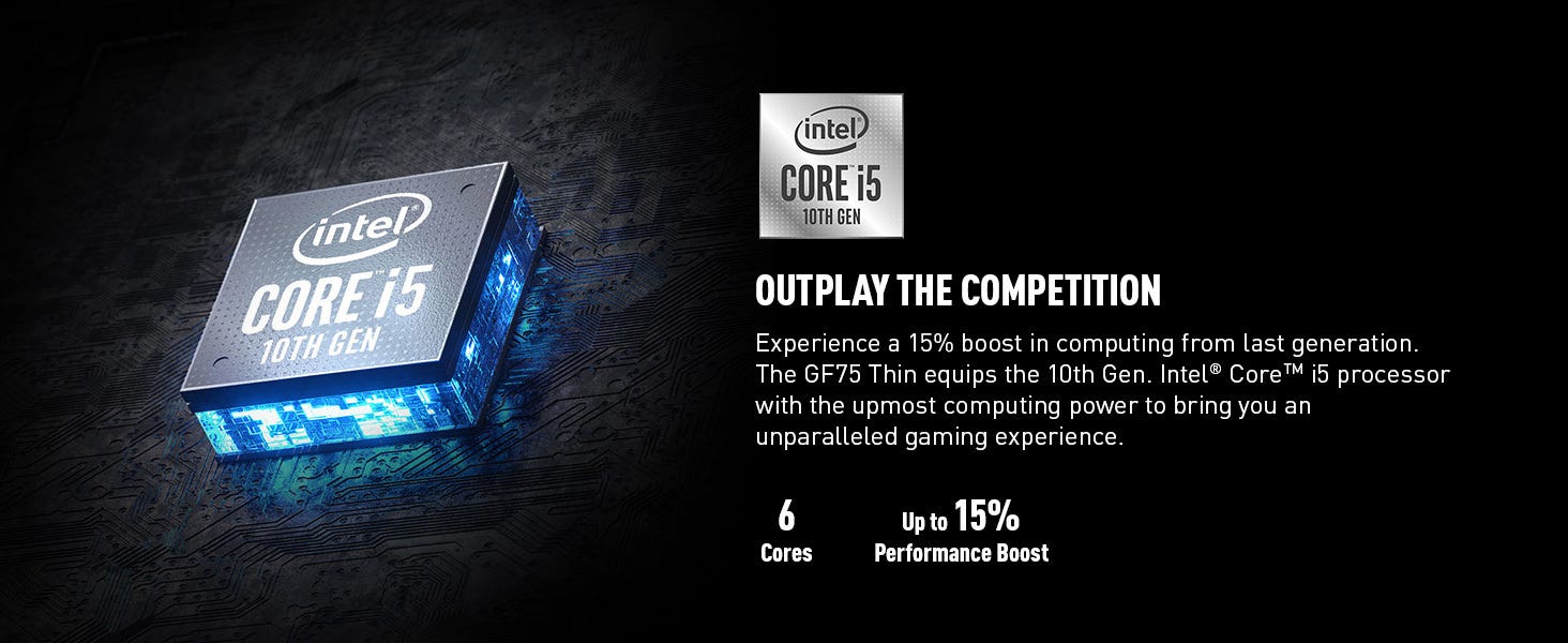 MSI GF75 Thin 17.3" FHD Gaming Notebook, i510300H, 8GB, 512GB SSD,GTX