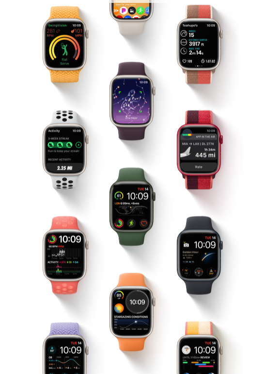 Apple Watch SE (2a geração) GPS, Smartwatch com caixa prateada de alumínio – 44 mm • Pulseira esportiva branca – Padrão