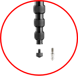 Interchangeable feet (rubber or spiked)