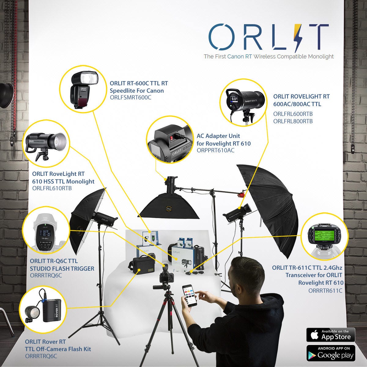 Bowens Mount ORLIT RoveLight RT 610 TTL Monolight with On Board Power 