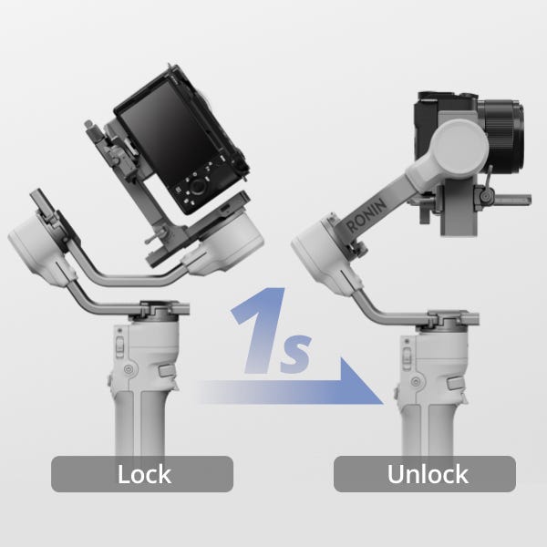 DJI RS 4 Mini allows 3 axis locks to automatically unlock upon power-on