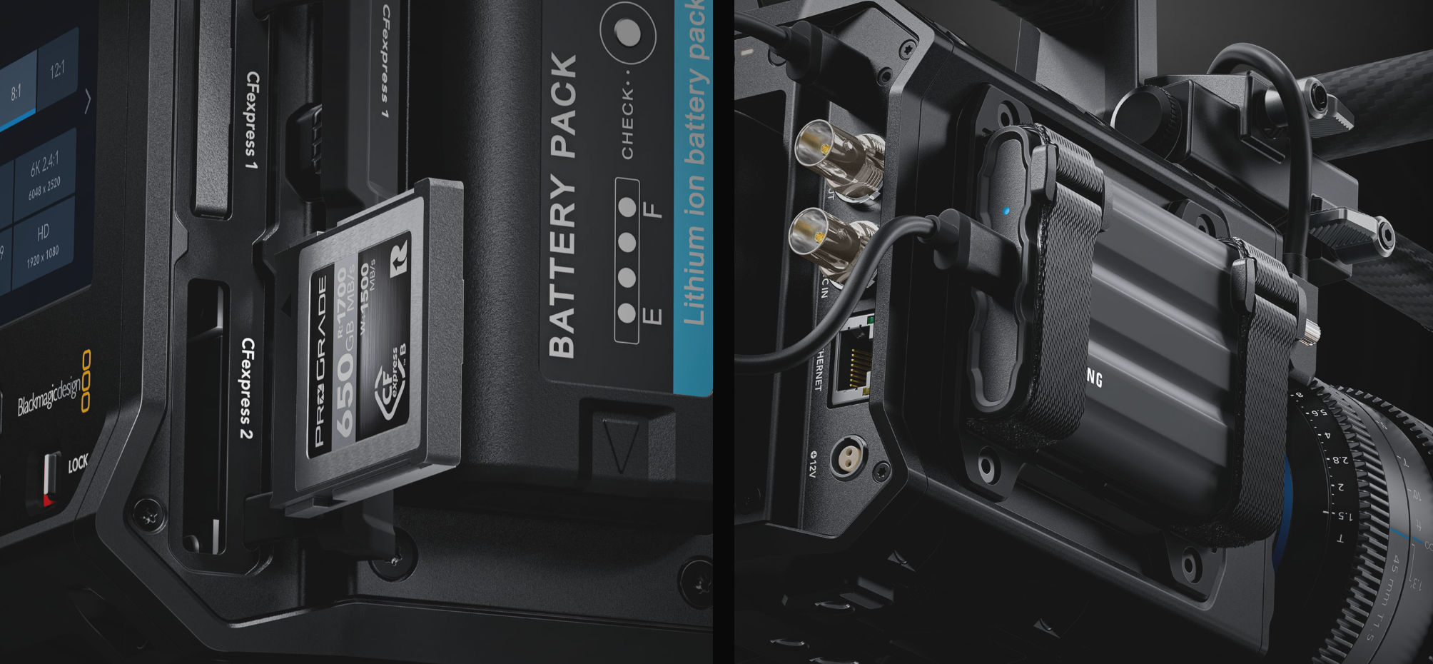 Blackmagic Design PYXIS 12K Cinema Camera has dual CFexpress card slots