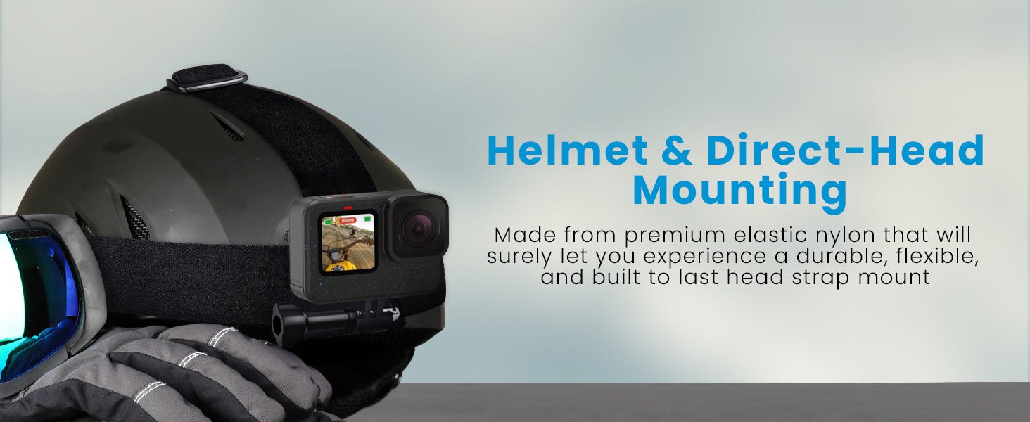 Froggi Head Strap Mount for GoPro HERO 13, 12, 11, 10, 9, 8 Camera  