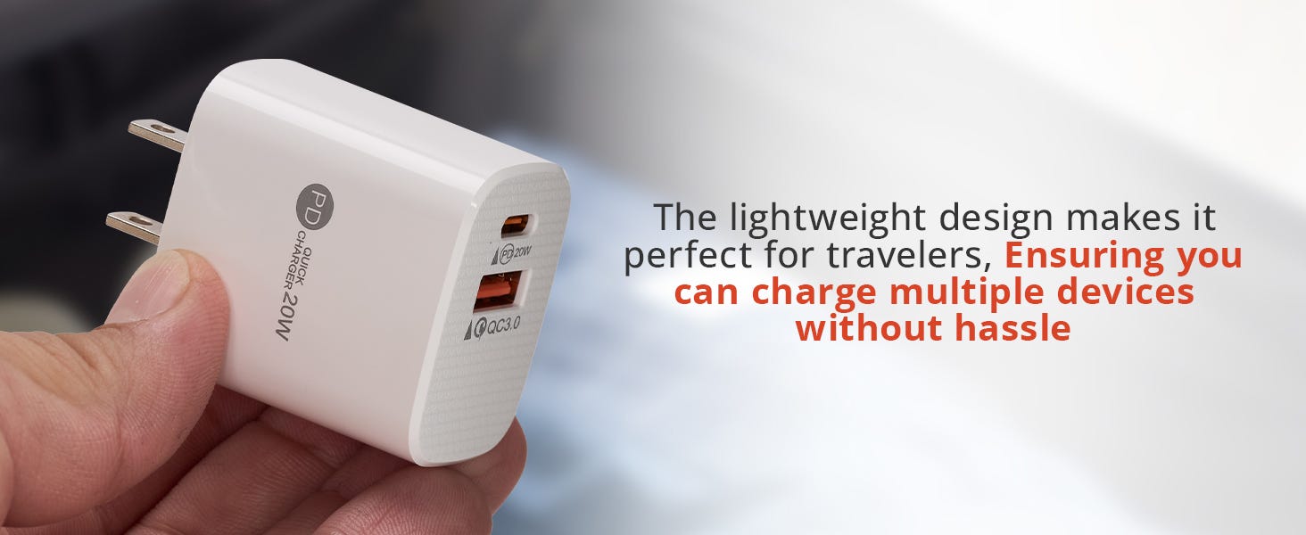  20W 2-Port USB-C/USB-A Wall Charger
