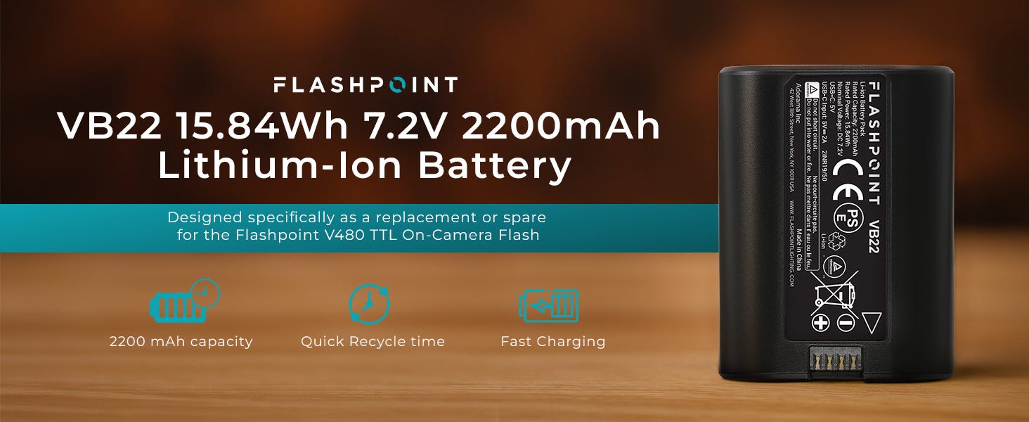 Flashpoint VB22 15.84Wh 7.2V 2200mAh Li-Ion Battery for V480 