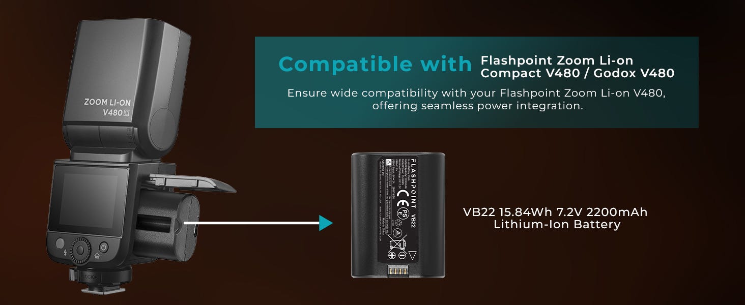 Flashpoint VB22 15.84Wh 7.2V 2200mAh Li-Ion Battery for V480 