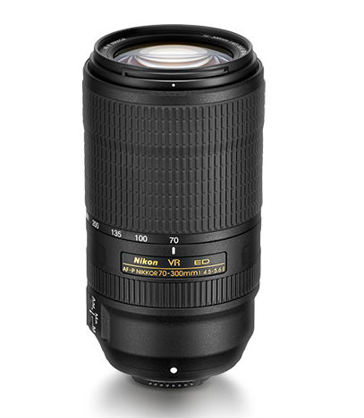 Black Nikon AF-P NIKKOR 70-300mm f/4.5-5.6E ED VR Fixed Zoom Digital Slr Camera Lens 