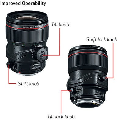 Large Tilt and Shift Knobs for Increased Operability