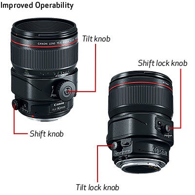 Large Tilt and Shift Knobs for Increased Operability
