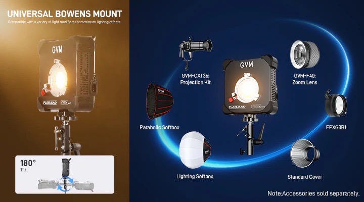 GVM F300B-AIO Monolight bowens mount compatibility
