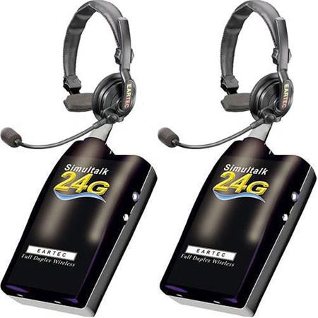 SLT24G2SS Eartec Eartec 2x Simultalk 24G Full Duplex Wireless Beltpack Radios with 2x Slimline Single Ear Headsets