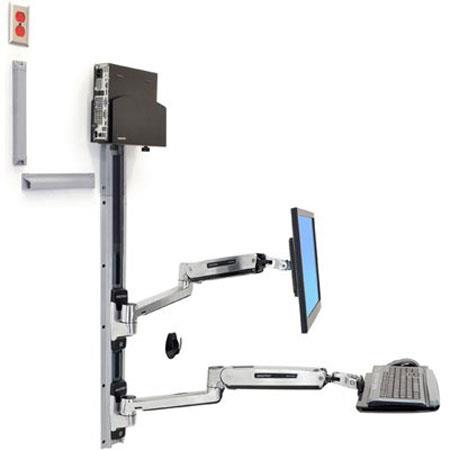Ergotron LX Sit Stand Wall Mount System with Small Black CPU Holder 45 359 026