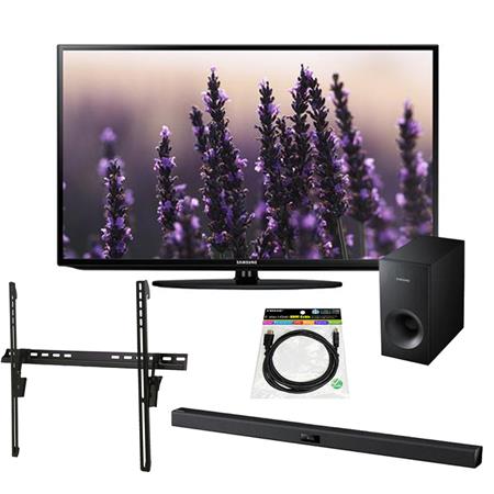 UN46H5203 D Samsung Samsung UN46H5203 46" Class LED Smart TV, Bundle With Samsung HW F355 2.1 Channel Soundbar System with Subwoofer, Tilting TV Wall Mount for 32 65" Displays, HDMI Mini Cable 6