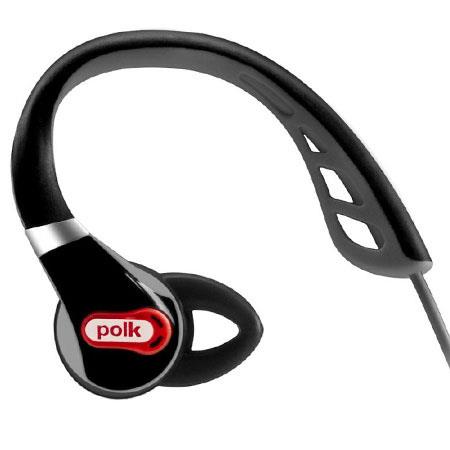 ULTRAFIT 500BLK Polk Audio Polk Audio UltraFit 500 Comfortable Mid Flange Headphones, 18 Hz   23 KHz Frequency Response, Black/Red