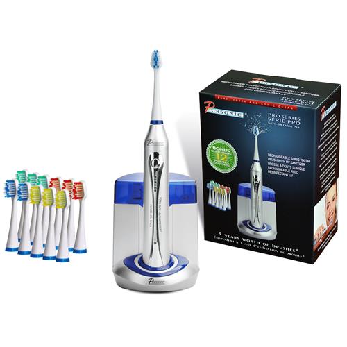 Pursonic S450 Deluxe+ Sonic Toothbrush w/12 Brush Heads, UV Sanitizing Function