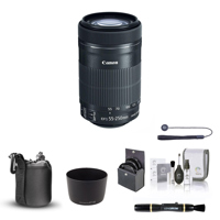 Canon EF-S 55-250mm f/4-5.6 IS STM Lens with Essential Accessories Kit