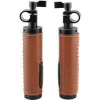 CAMVATE 15mm Rod Clamp Leather Handle Grip for DSLR Camera Rod System, 2-Pack