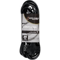 Elation Accu-Cable EC-163-3FER 25' 16/3 AWG Edison Cord, 3-Outlet Cube Tap,Black