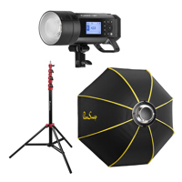 Flashpoint XPLOR 400 Pro TTL R2 Monolight, w/44" Octa Softbox, 9.5' Light Stand