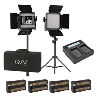 GVM 560AS 30W Bi-Color Soft LED Panel 2-Light Kit w/Charger, 4x NP-F550 Battery