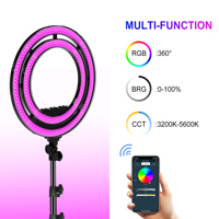 GVM Ring18 18" 50W Bi-Color RGB Soft LED Double Ring Light