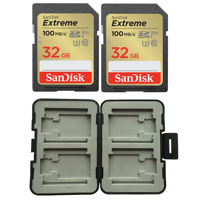 SanDisk Extreme 32GB UHS-I U3 SDHC Memory Card, 2-Pack, with SCS-MW4 Card Case