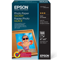 Epson Glossy Photo Inkjet Paper, 4x6", 100 Sheets 1-Pack