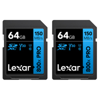 Lexar BLUE Series High-Performance 800x SDHC /SDXC UHS-I Cards 64GB 2-Pack
