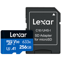 Lexar BLUE High-Performance 633x 256GB microSDXC UHS-I Memory Card w/SD Adapter